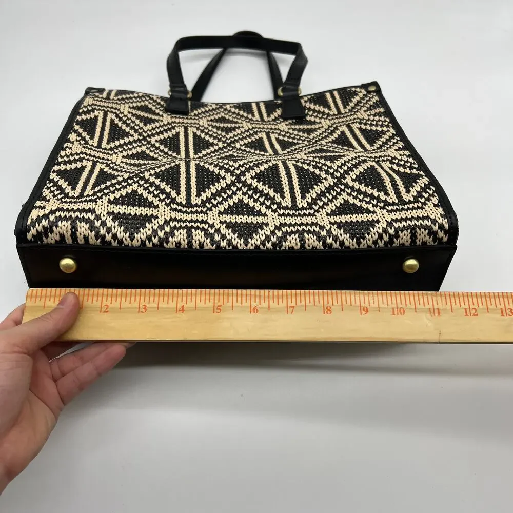Patricia Nash Leather Ava Medium Tote with Crossbody Strap Tuareg Woven